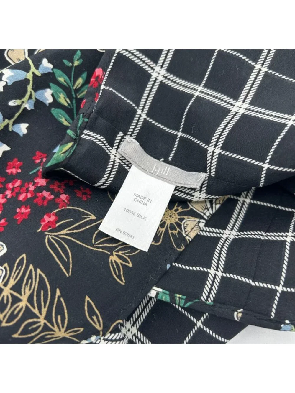J.Jill 100% Silk Reversible Infinity Scarf Lightweight Spring Summer Women's